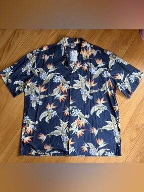 Men's Navy Floral Hawaiian Shirt - Tropical Short Sleeve Aloha Republic